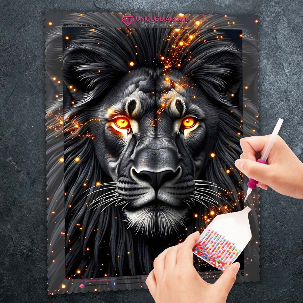 5D Diamond Painting – Schwarzer Löwe Unique-Diamond