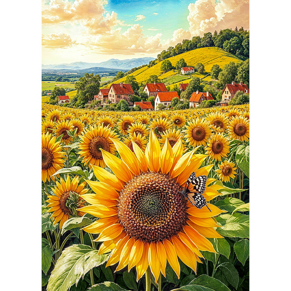 5D Diamond Painting Sonnenblumen Feld, Unique-Diamond