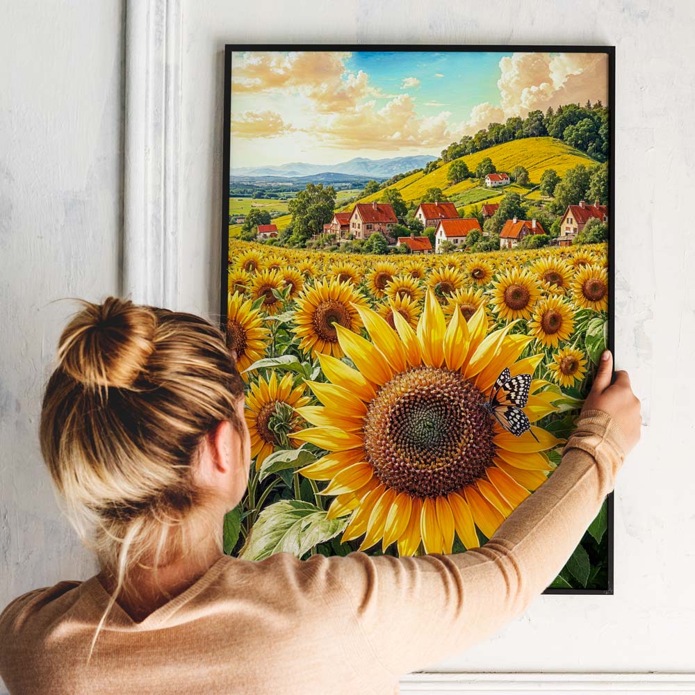 5D Diamond Painting Sonnenblumen Feld, Unique-Diamond