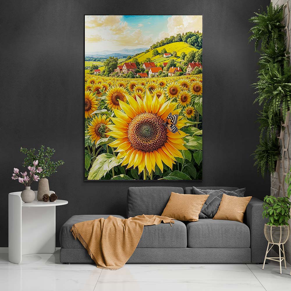 5D Diamond Painting Sonnenblumen Feld, Unique-Diamond