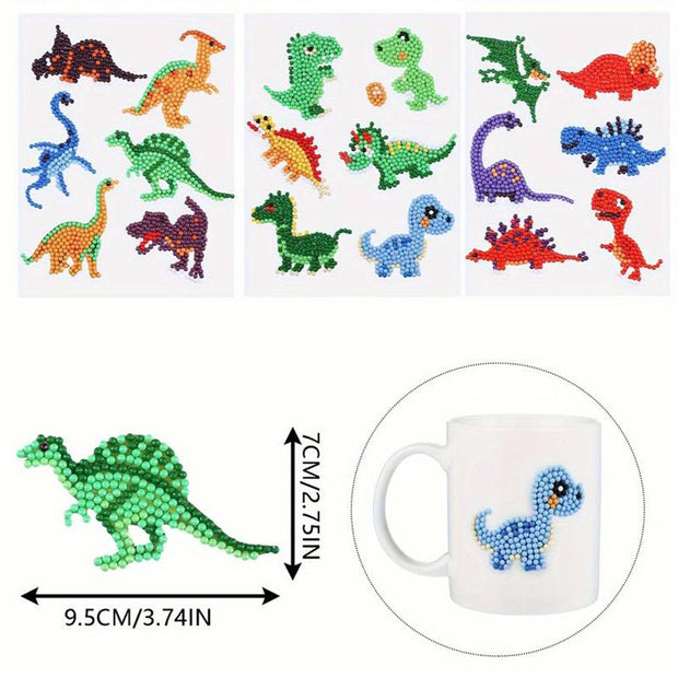 5D Diamond Painting Sticker Set Dinosaurier, unique-diamond