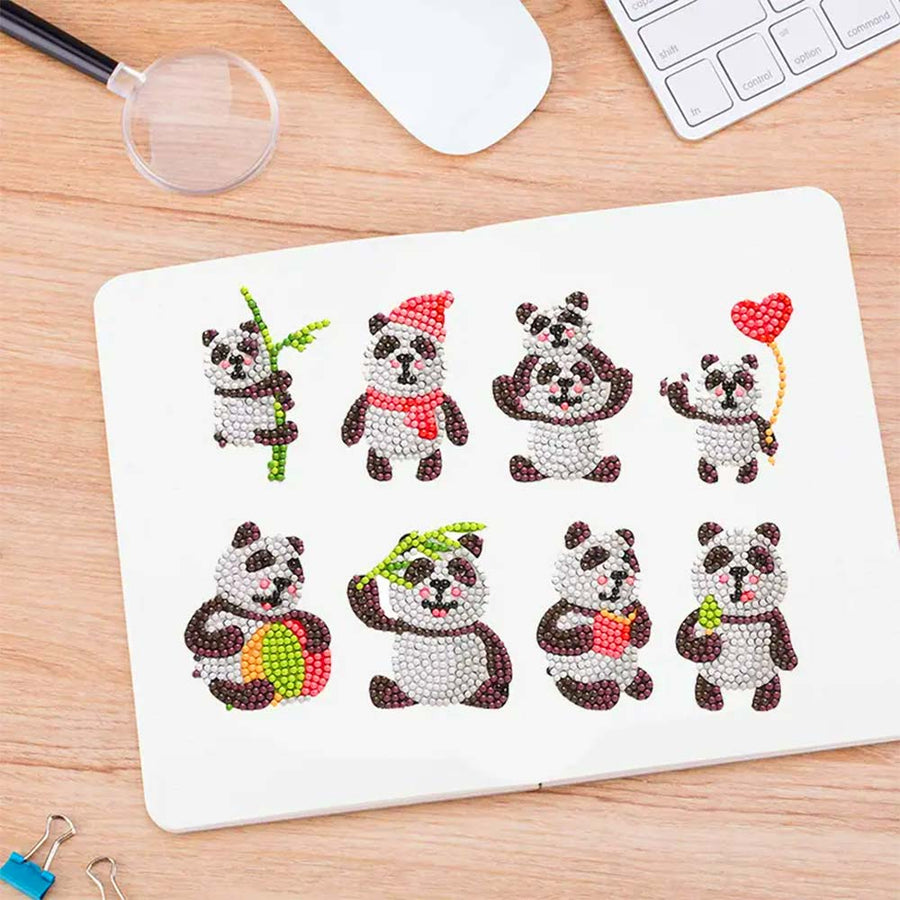 5D Diamond Painting Sticker Set Pandas, Unique-Diamond