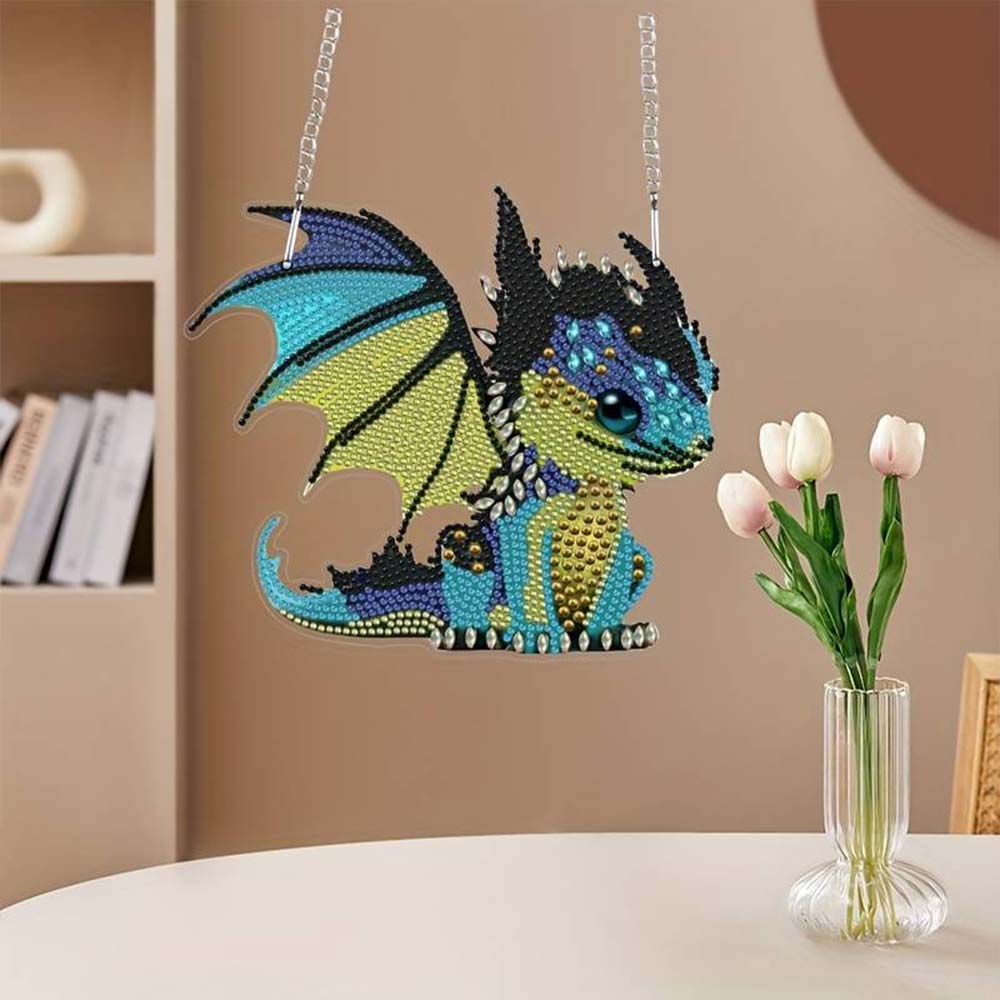 5D Diamond Painting Türanhänger Drache, Unique-Diamond