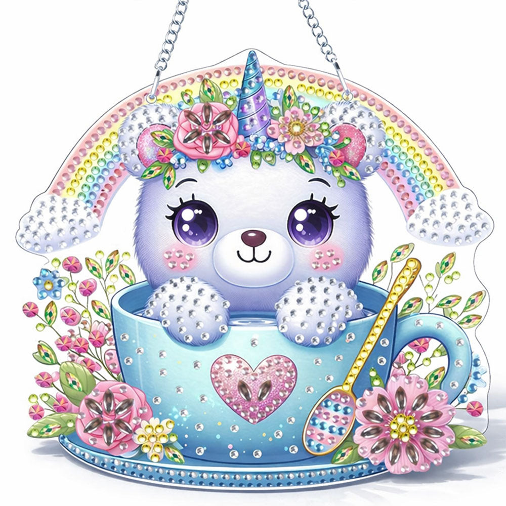 5D Diamond Painting Türanhänger Einhorn Katze