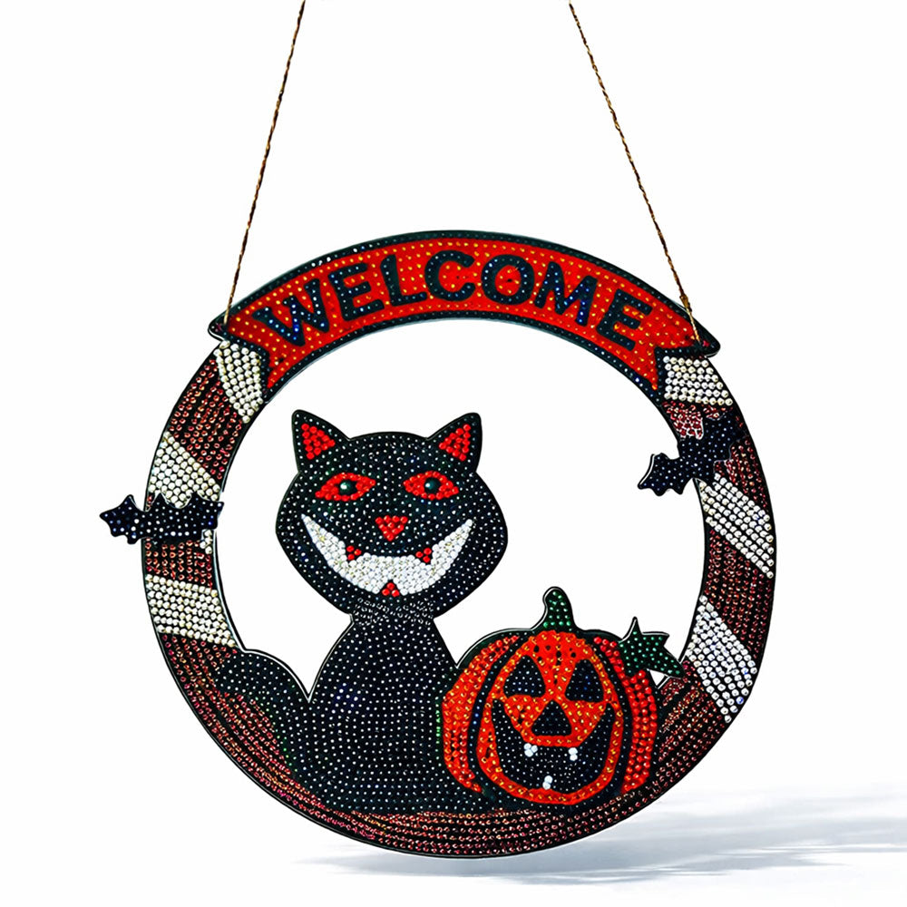 5D Diamond Painting Türanhänger Halloween Katze