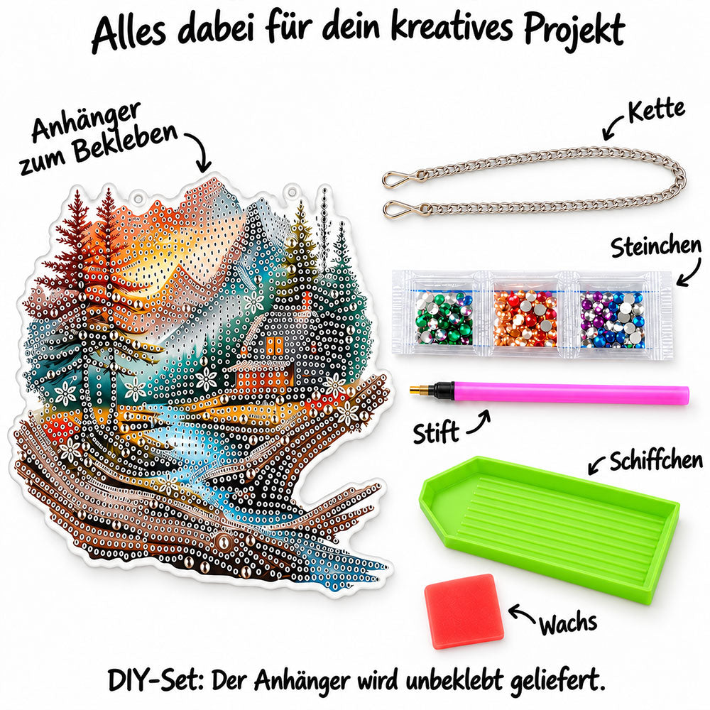 5D Diamond Painting Türanhänger – Abendzauber am Bergbach