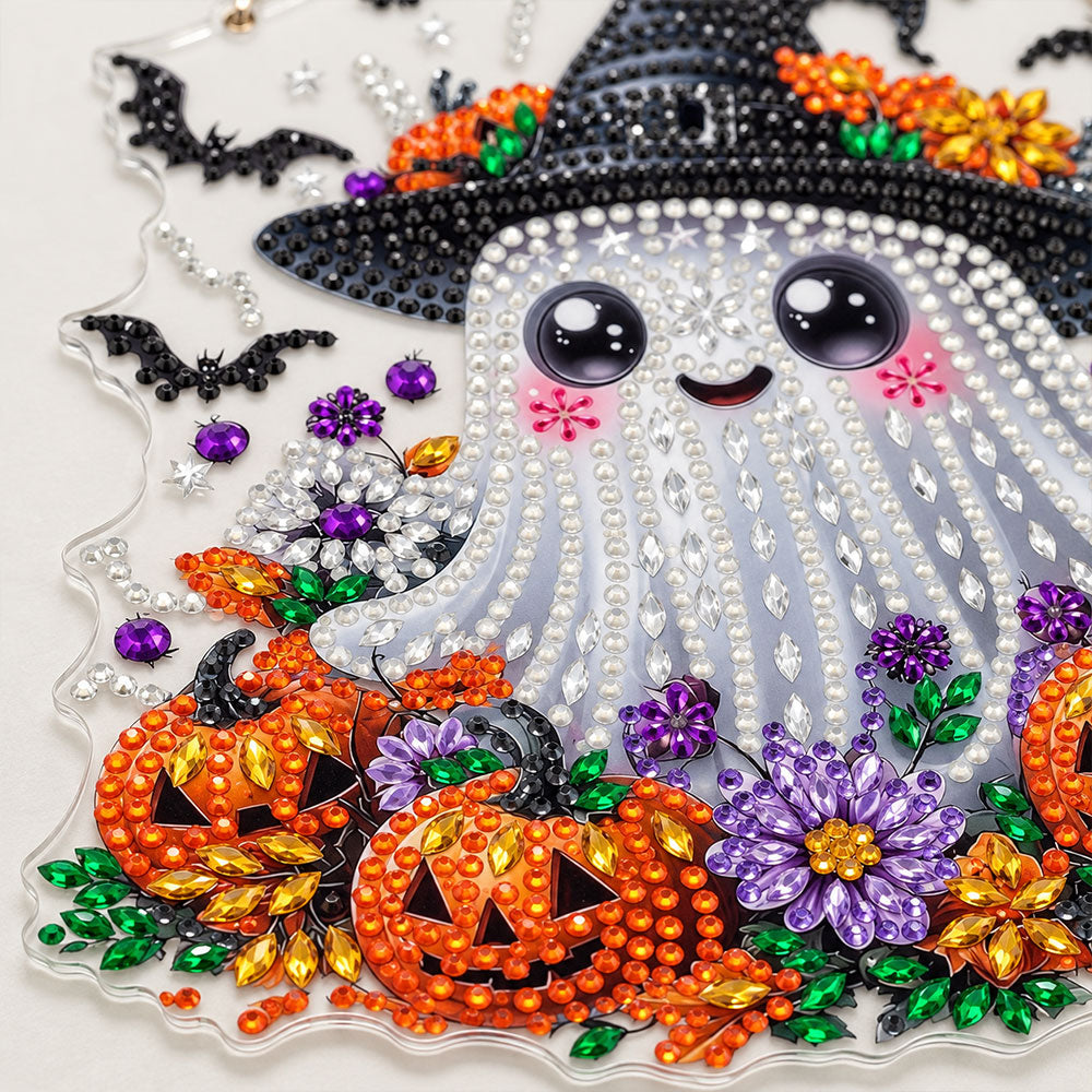 5D Diamond Painting Türanhänger – Kürbiszauber bei Nacht