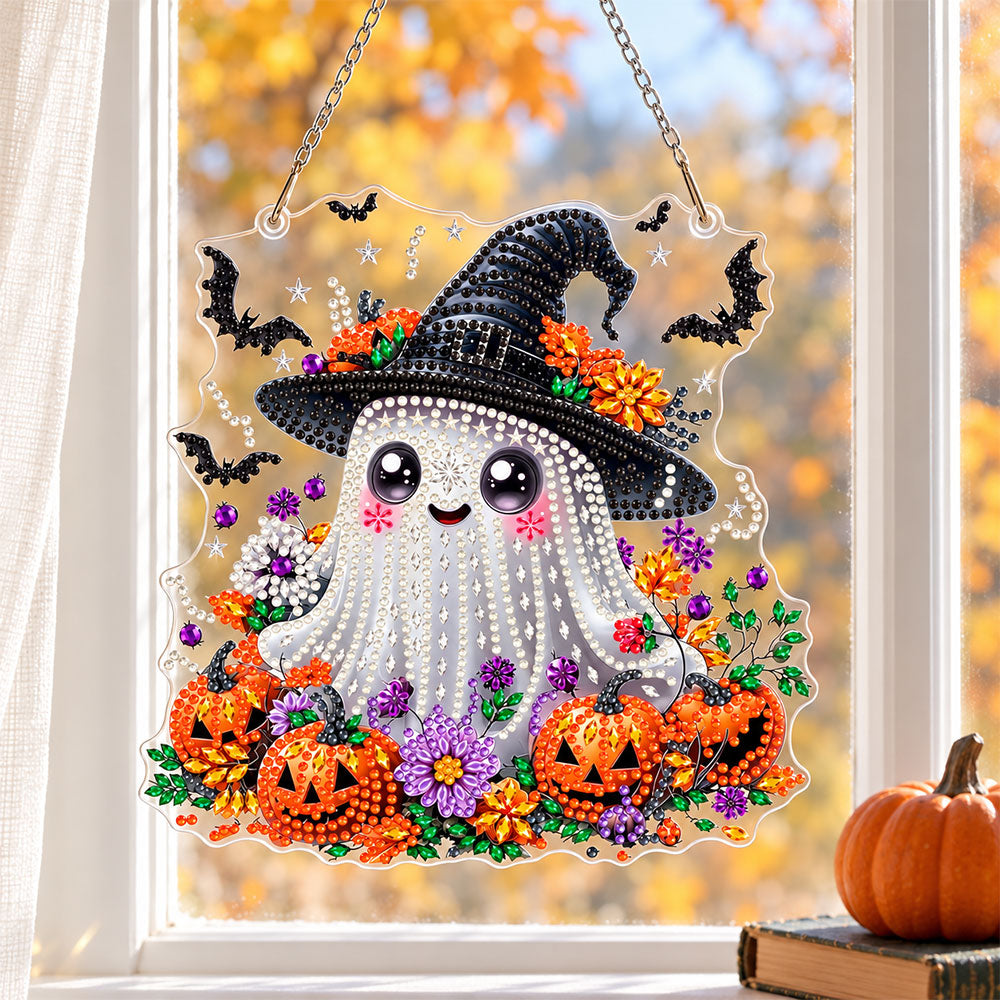 5D Diamond Painting Türanhänger – Kürbiszauber bei Nacht