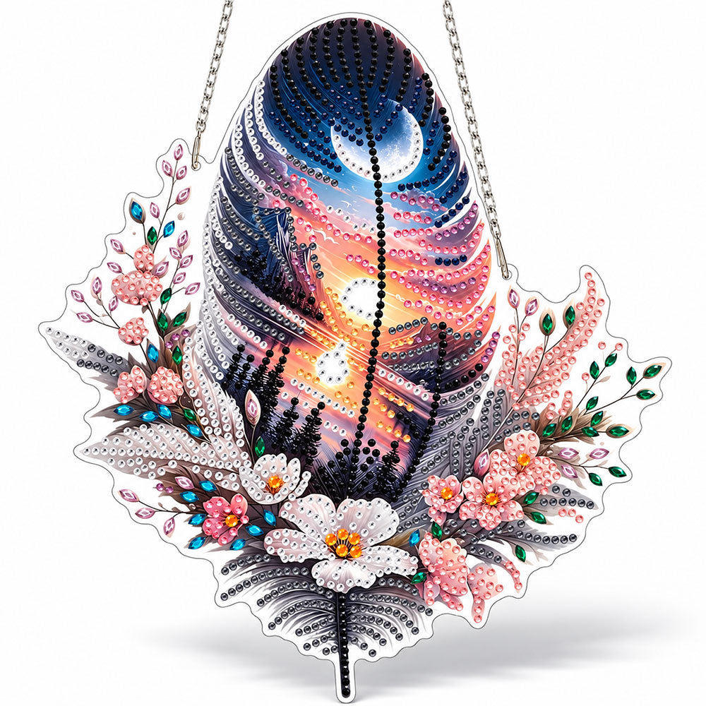 5D Diamond Painting Türanhänger – Lunas Traumfeder | Unique Diamond