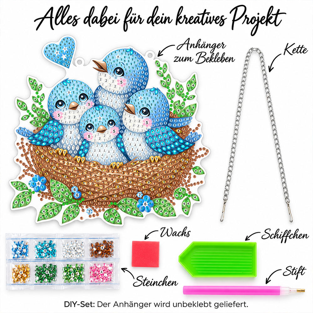 5D Diamond Painting Türanhänger – Nest voller Glück