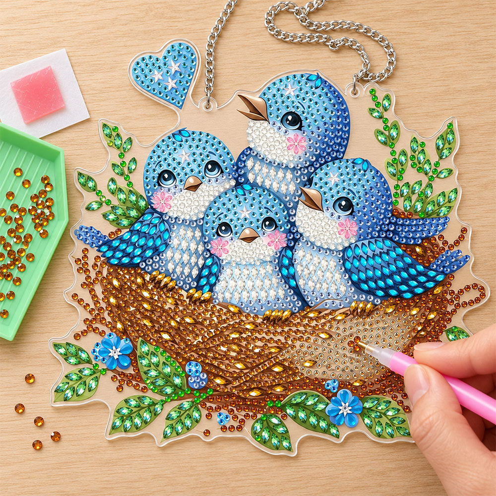 5D Diamond Painting Türanhänger – Nest voller Glück