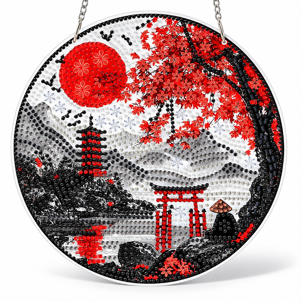 5D Diamond Painting Türanhänger – Rote Sonne Japans | Unique Diamond