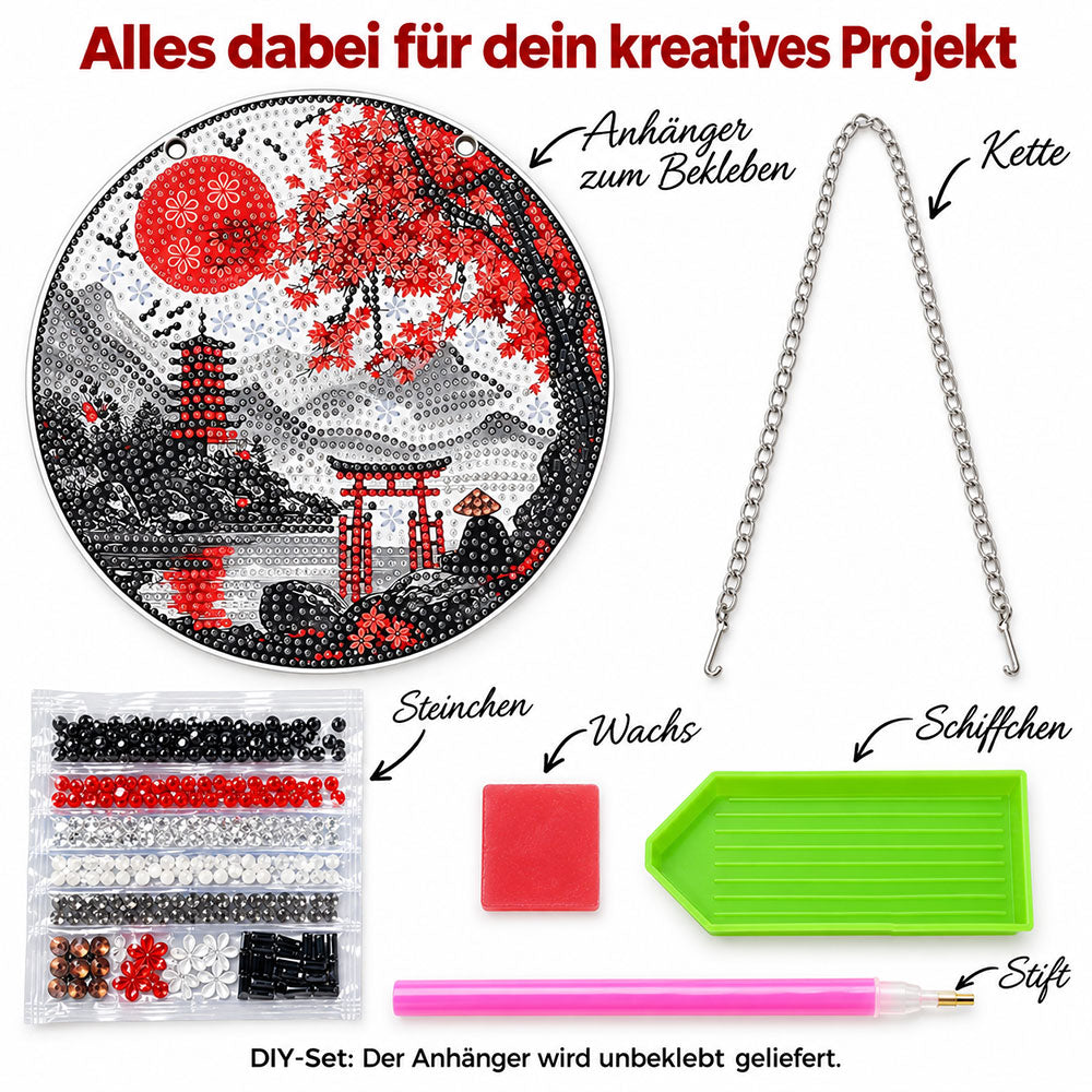 5D Diamond Painting Türanhänger – Rote Sonne Japans