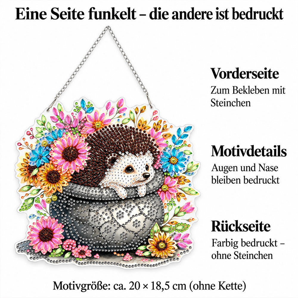 5D Diamond Painting Türanhänger – Stachelglück im Blütenmeer