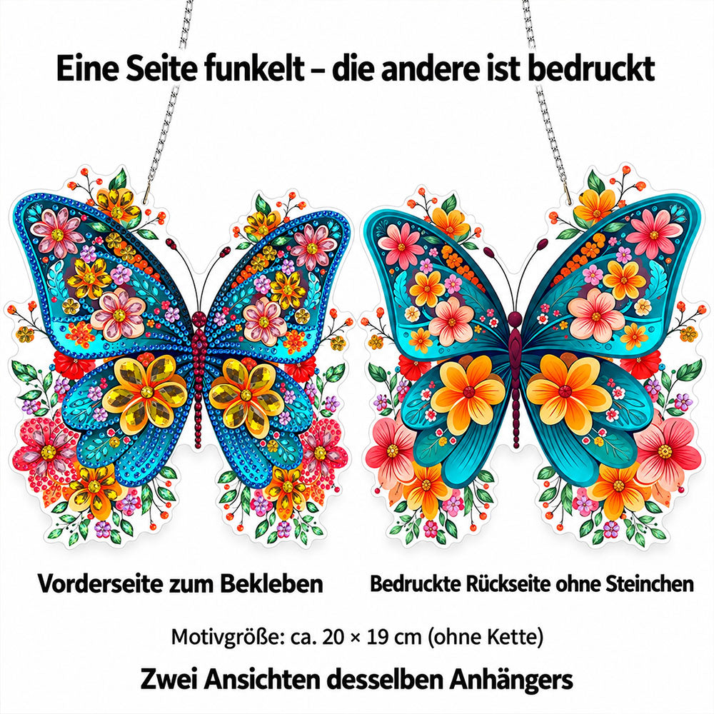 5D Diamond Painting Türanhänger – Türkiser Blütentanz