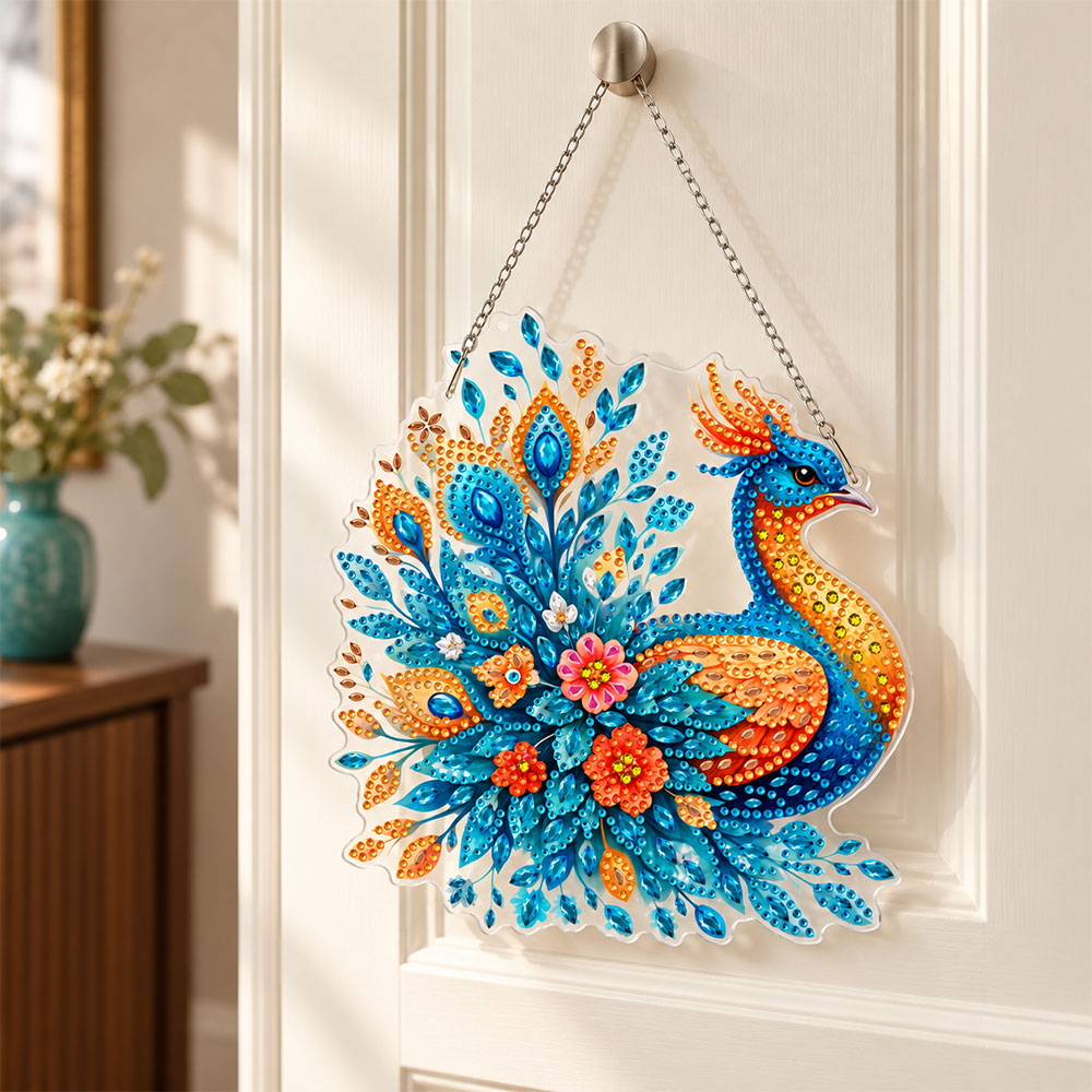 5D Diamond Painting Türanhänger – Türkises Federjuwel