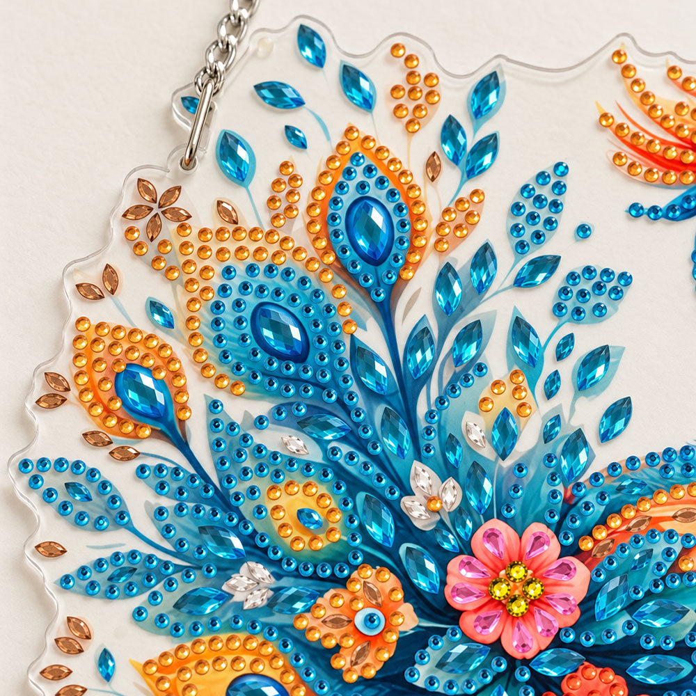 5D Diamond Painting Türanhänger – Türkises Federjuwel