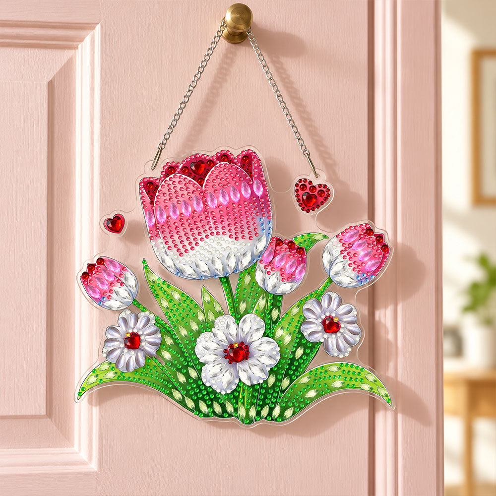 5D Diamond Painting Türanhänger – Tulpenliebe