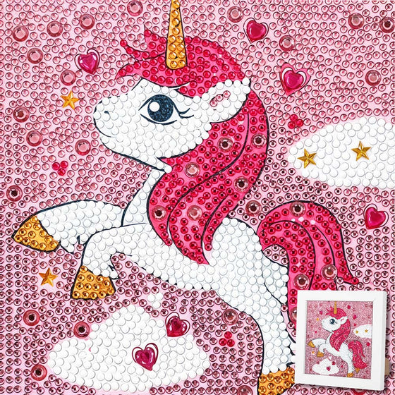 5D Diamond Painting Unicorn in Love mit Strasssteinchen, Unique-Diamond
