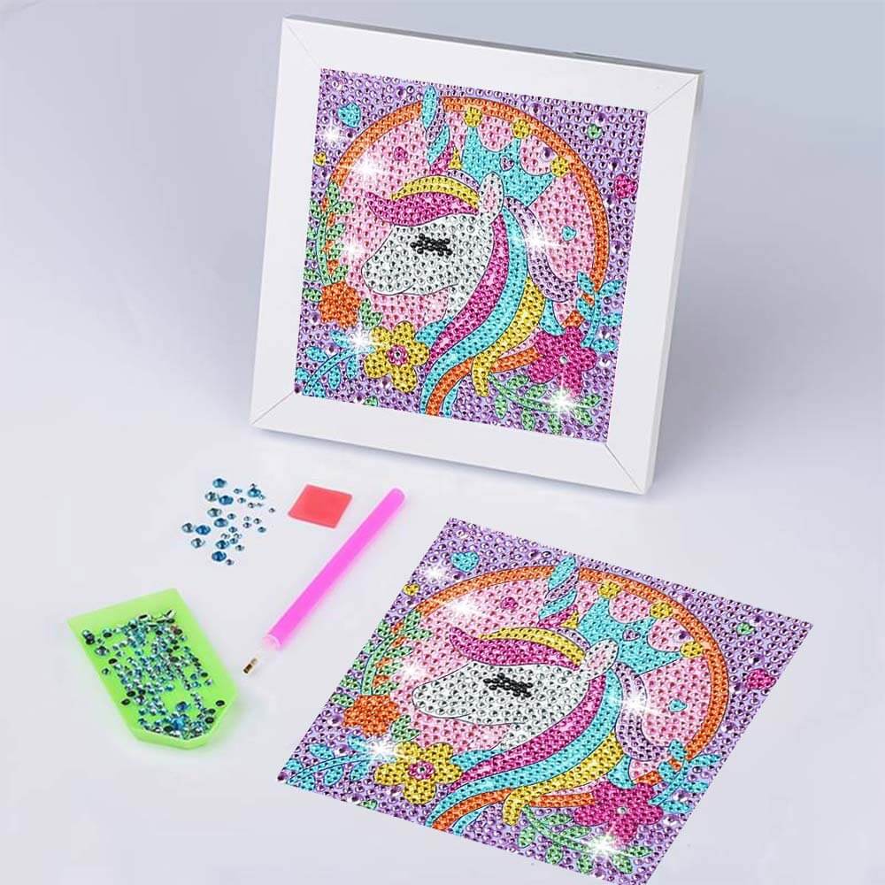 5D Diamond Painting Unicorn mit Strasssteinchen, Unique-Diamond-