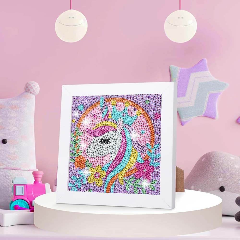 5D Diamond Painting Unicorn mit Strasssteinchen, Unique-Diamond-