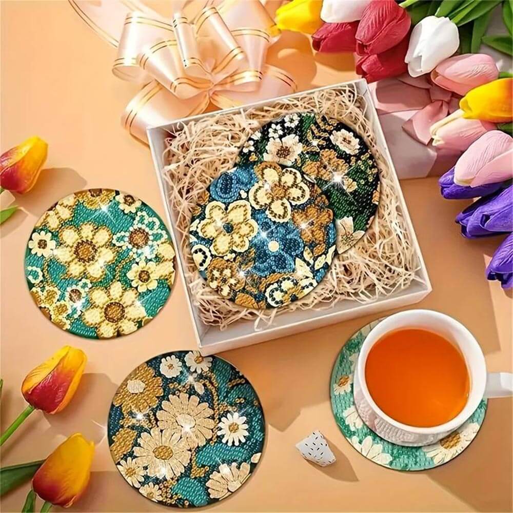 5D Diamond Painting Untersetzer Blooming Elegance