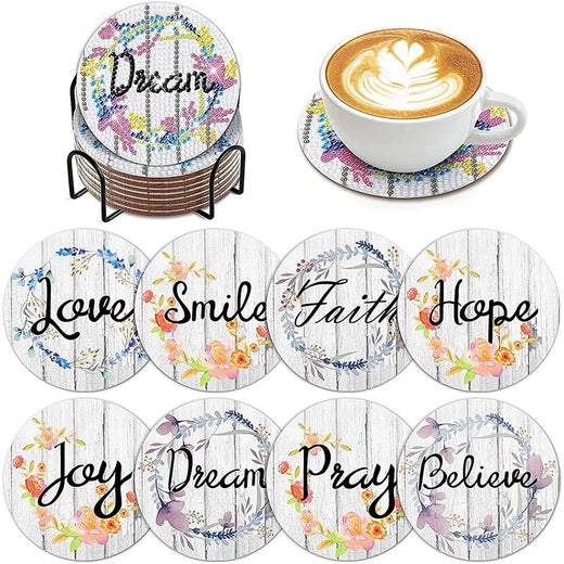 5D Diamond Painting Untersetzer Positive Worte Für Jeden Tag, Unique-Diamond