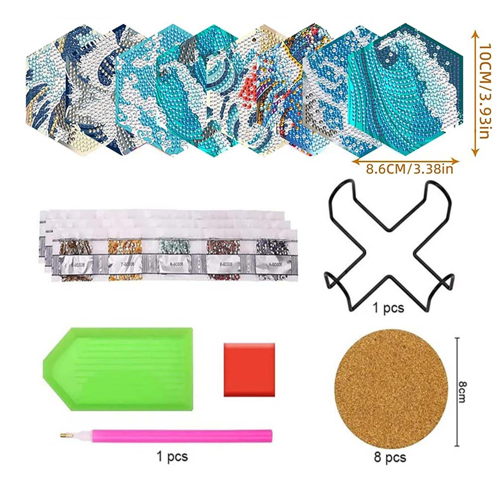 Set 4 Diamond Painting Animali Per Bambini | 5D Con Strass Rotondi | 15x15 Cm | Kit Completo Per Ragazze E Ragazzi