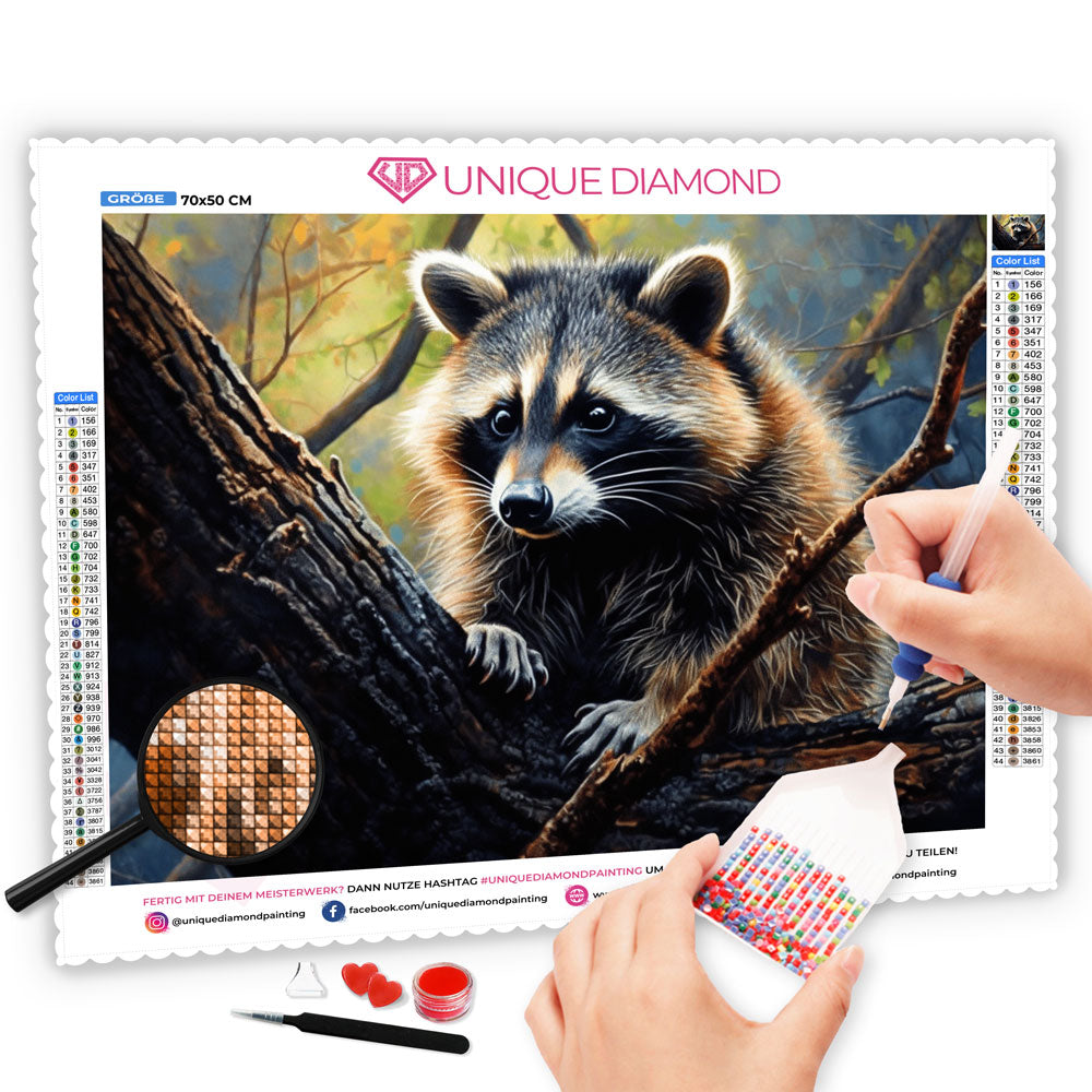5D Diamond Painting Kleiner Waschbär Unique-Diamond