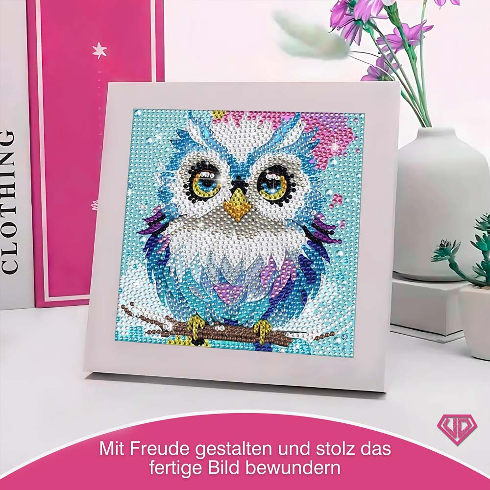 5D Diamond Painting Weisheits-Eule Aurelia mit Strasssteinchen, Unique-Diamond