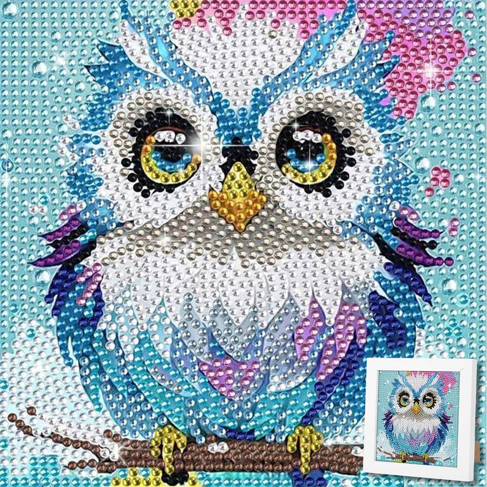 5D Diamond Painting Weisheits-Eule Aurelia mit Strasssteinchen, Unique-Diamond