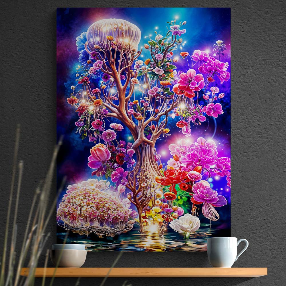 5D Diamond Painting XXL AB Steine Fantasy Baum, Unique-Diamond