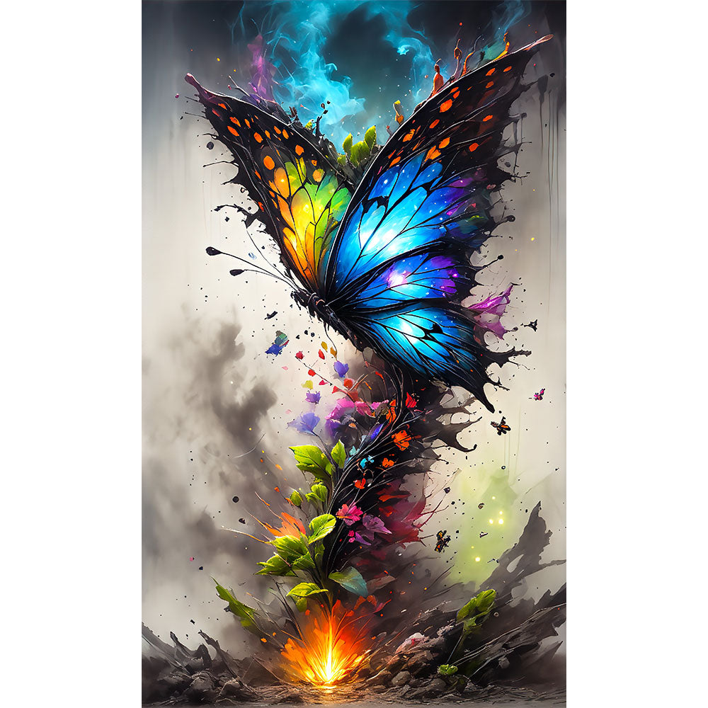 5D Diamond Painting XXL AB Steine Glowing Butterfly, Unique-Diamond