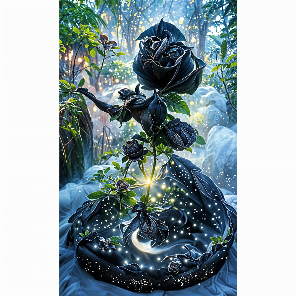 5D Diamond Painting XXL AB Steine Schwarze Rose, Unique-Diamond