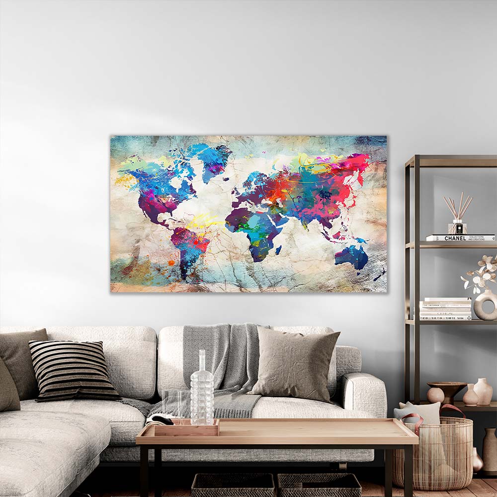5D Diamond Painting XXL abstrakt Weltkarte, Unique-Diamond