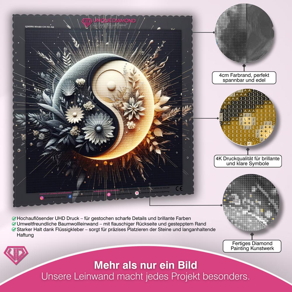 5D Diamond Painting – Yin und Yang Blumen Unique-Diamond