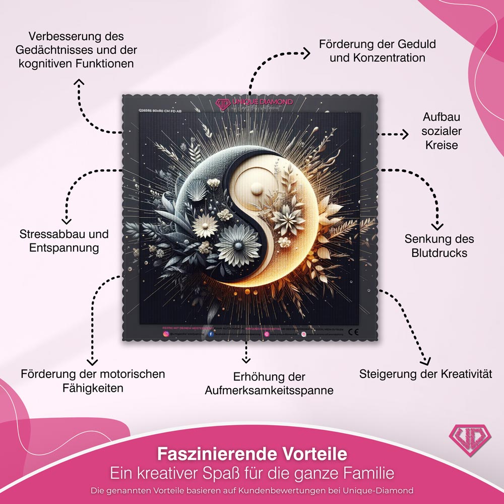 5D Diamond Painting – Yin und Yang Blumen Unique-Diamond