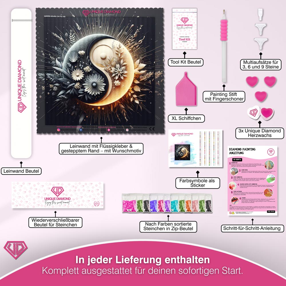 5D Diamond Painting – Yin und Yang Blumen Unique-Diamond