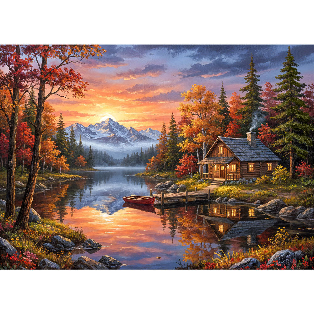 5D Diamond Painting – Abendruhe am Bergsee Unique-Diamond