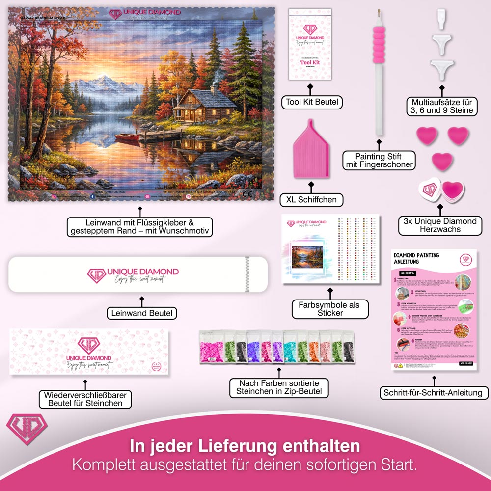 5D Diamond Painting – Abendruhe am Bergsee