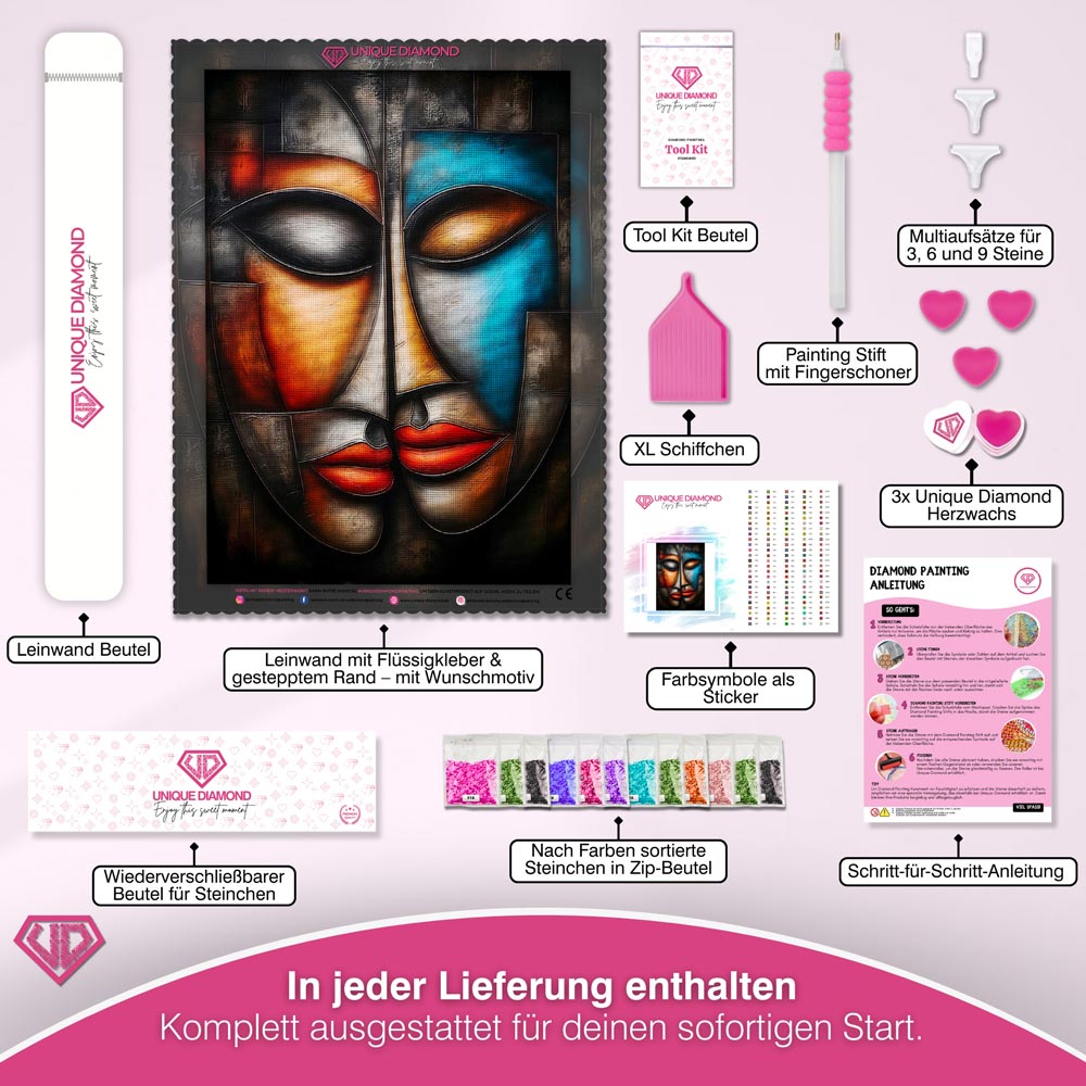 5D Diamond Painting – Abstrakte Liebe in Farben Unique-Diamond