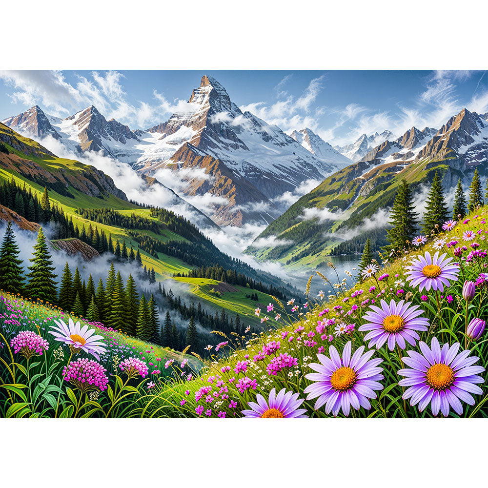 5D Diamond Painting – Alpenglühen in Liliana's Tal, Unique-Diamond