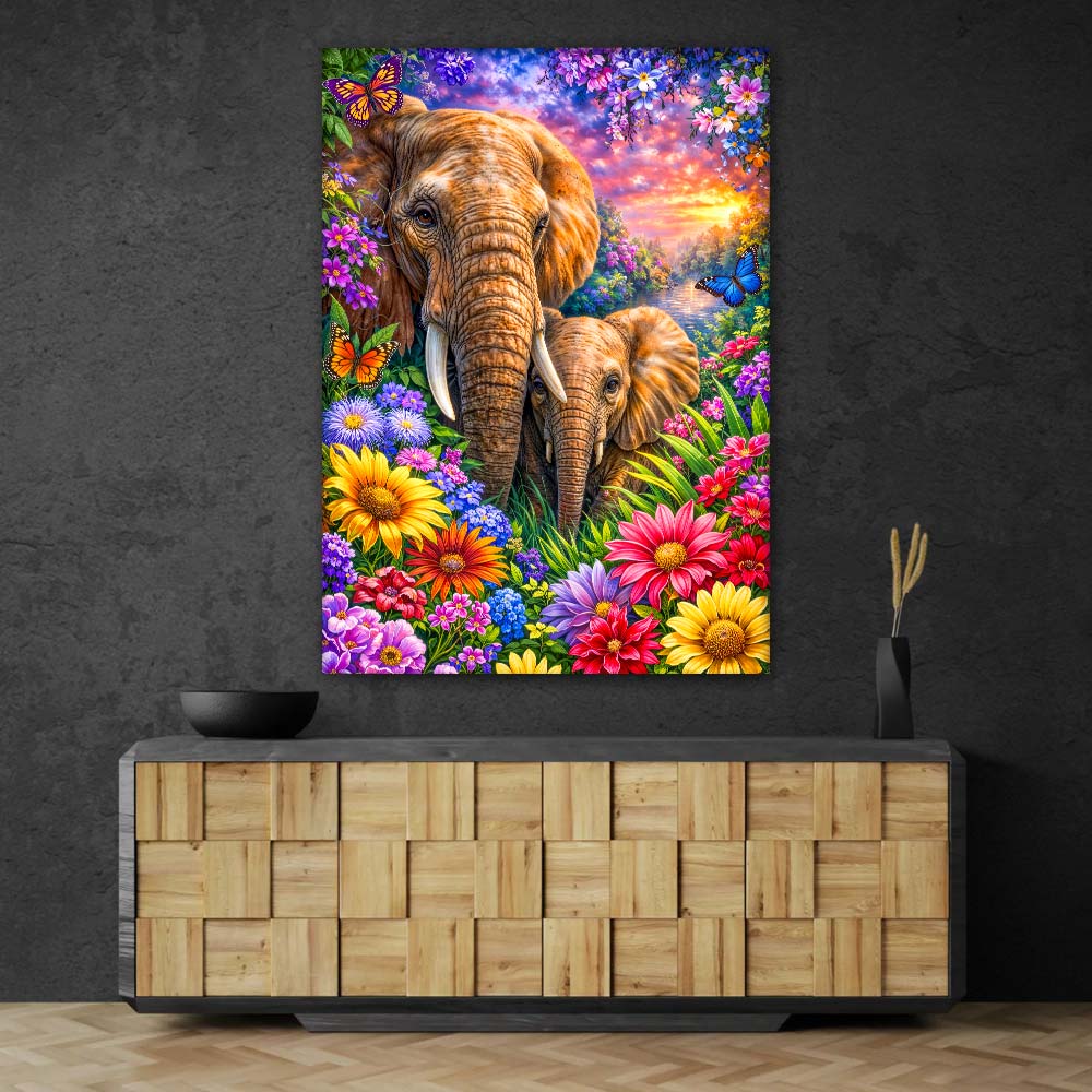 5D Diamond Painting – Amara Blütenhüterin der Elefantenliebe