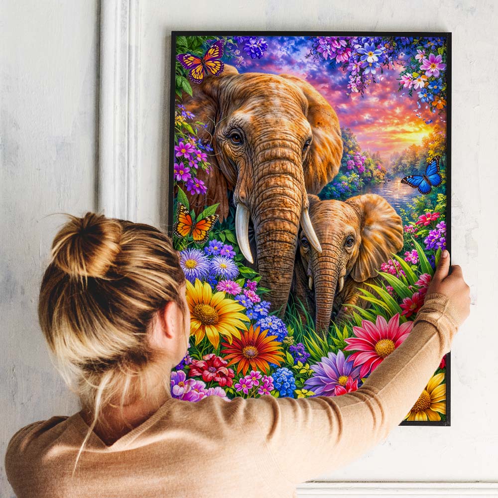 5D Diamond Painting – Amara Blütenhüterin der Elefantenliebe