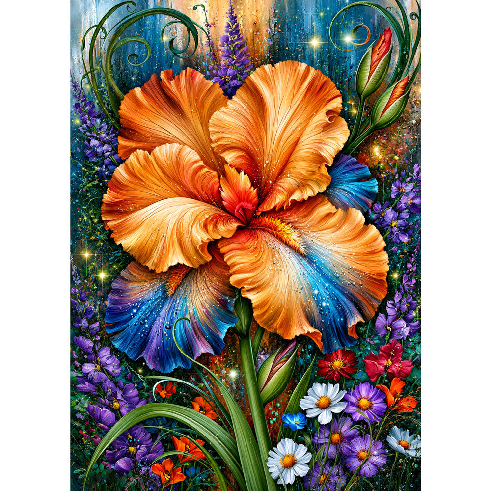 5D Diamond Painting – Amber Iris Symphony | Unique Diamond