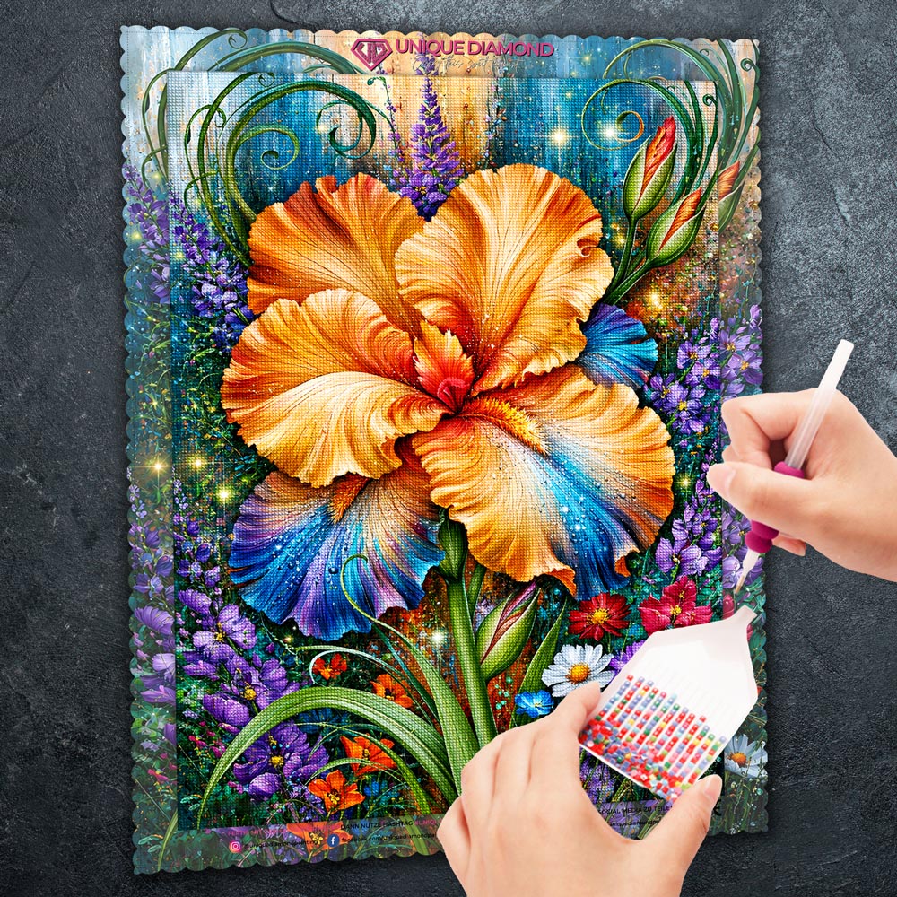 5D Diamond Painting – Amber Iris Symphony