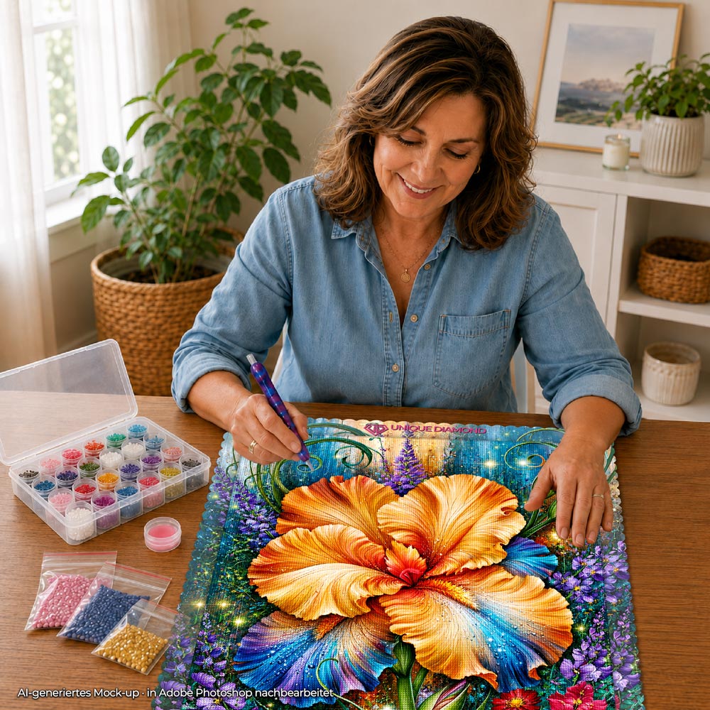 5D Diamond Painting – Amber Iris Symphony