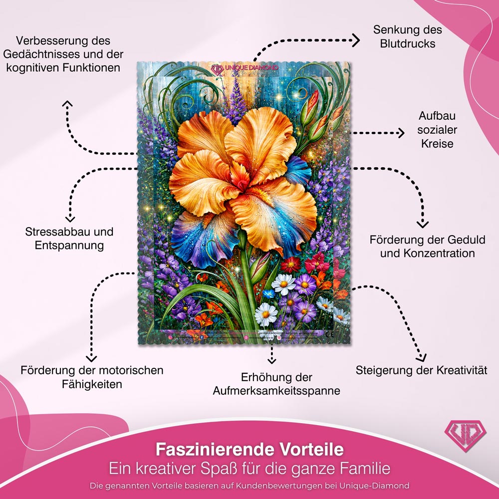 5D Diamond Painting – Amber Iris Symphony
