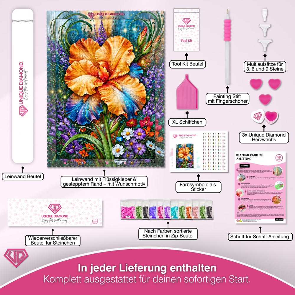 5D Diamond Painting – Amber Iris Symphony