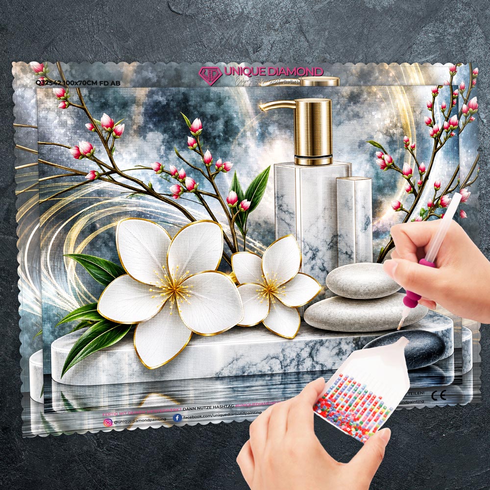 5D Diamond Painting – Amélie in Marmor & Gold